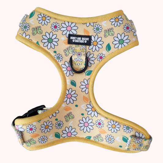 Pups A Daisy Yellow– Adjustable Floral Dog Harness (No Pull)