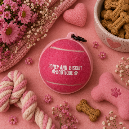Branded Dog Ball & Holder Pink