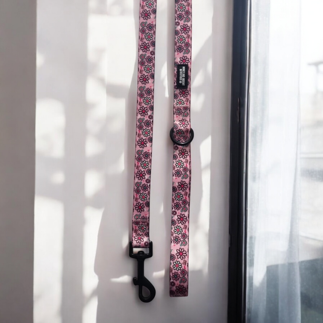 Dog Lead/Leash - Pups A Daisy Pink