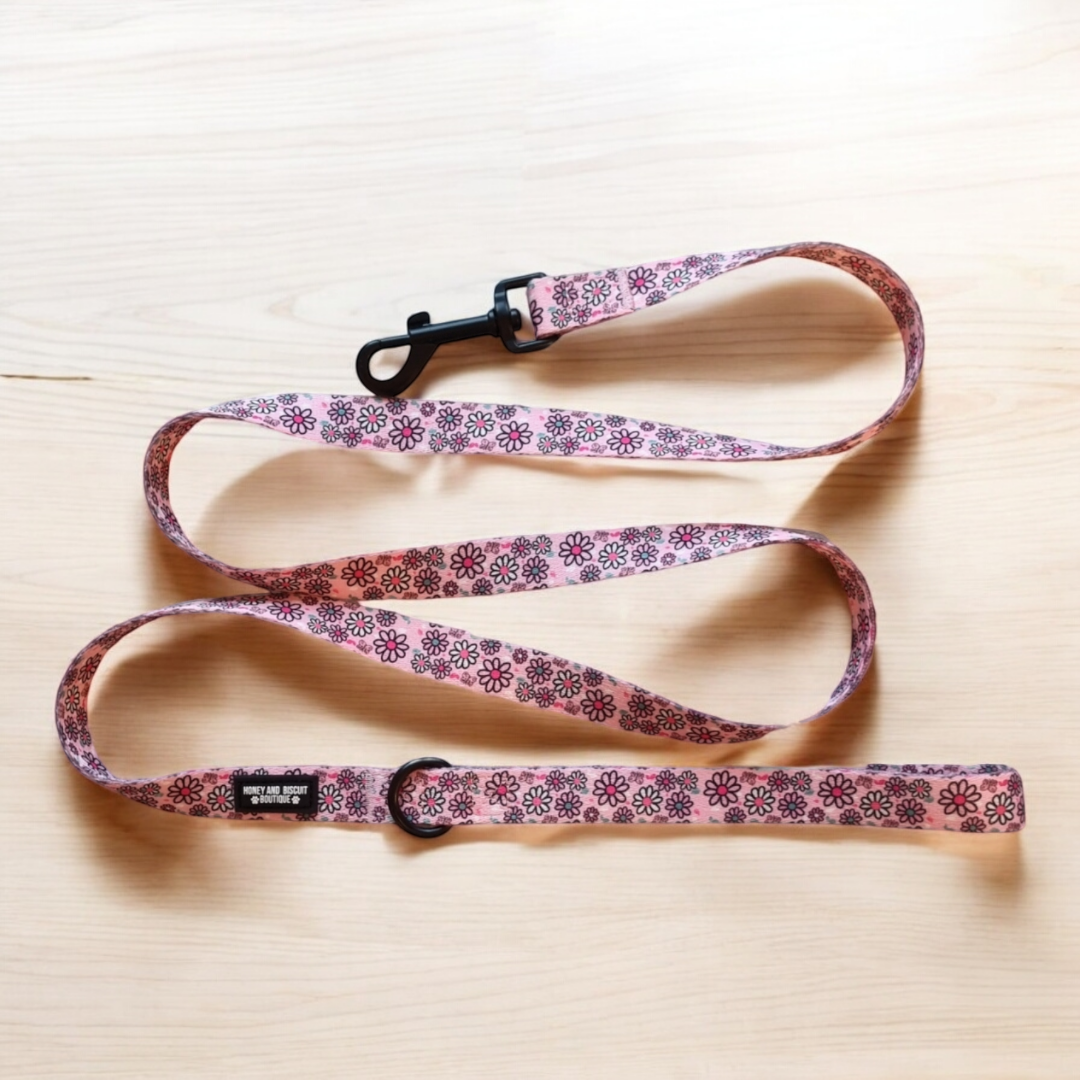 Dog Lead/Leash - Pups A Daisy Pink
