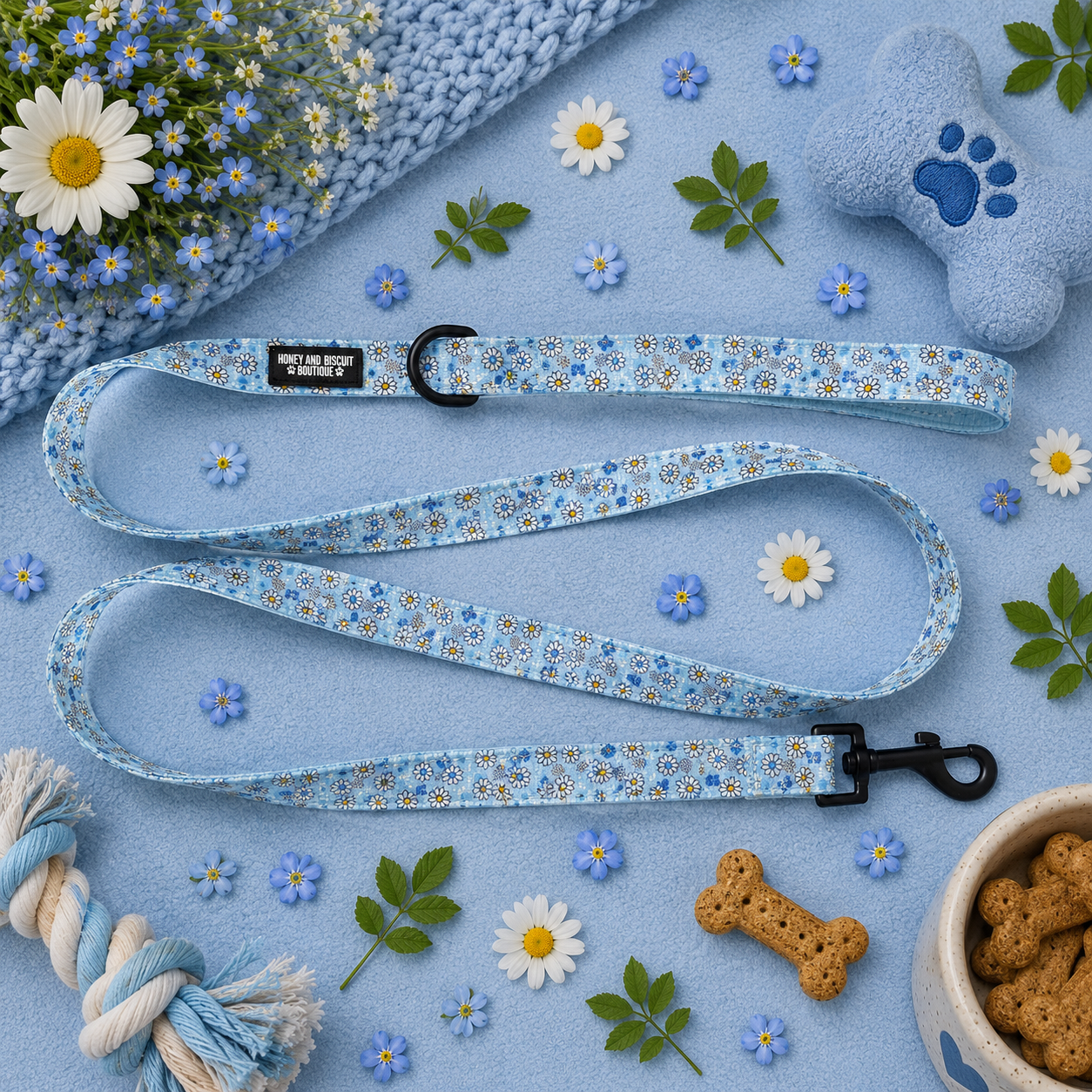 Dog Lead - Pups A Daisy Blue