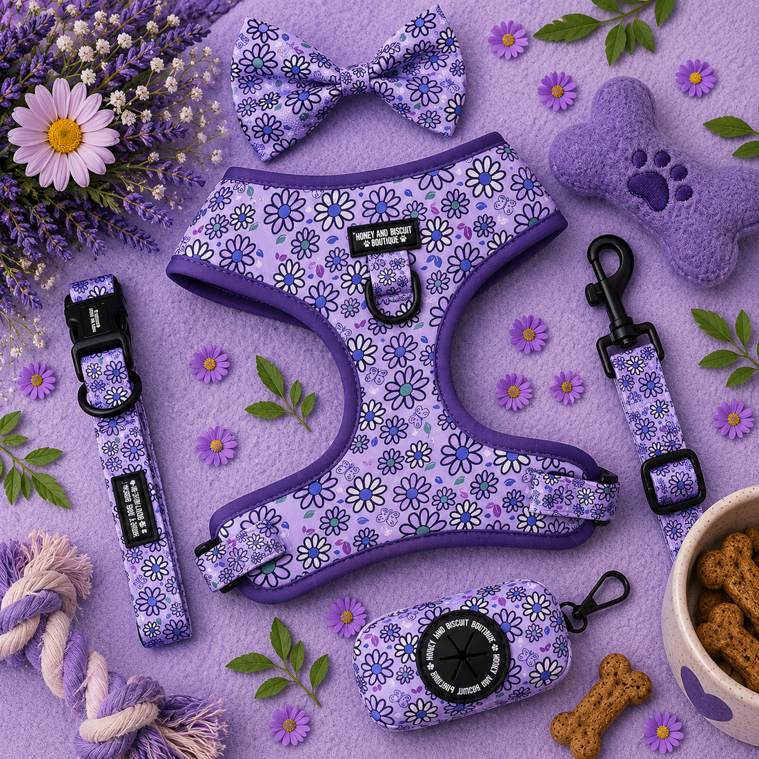 Pups A Daisy Lilac – Complete Walkies Bundle for Small Dogs (5 Piece Set)
