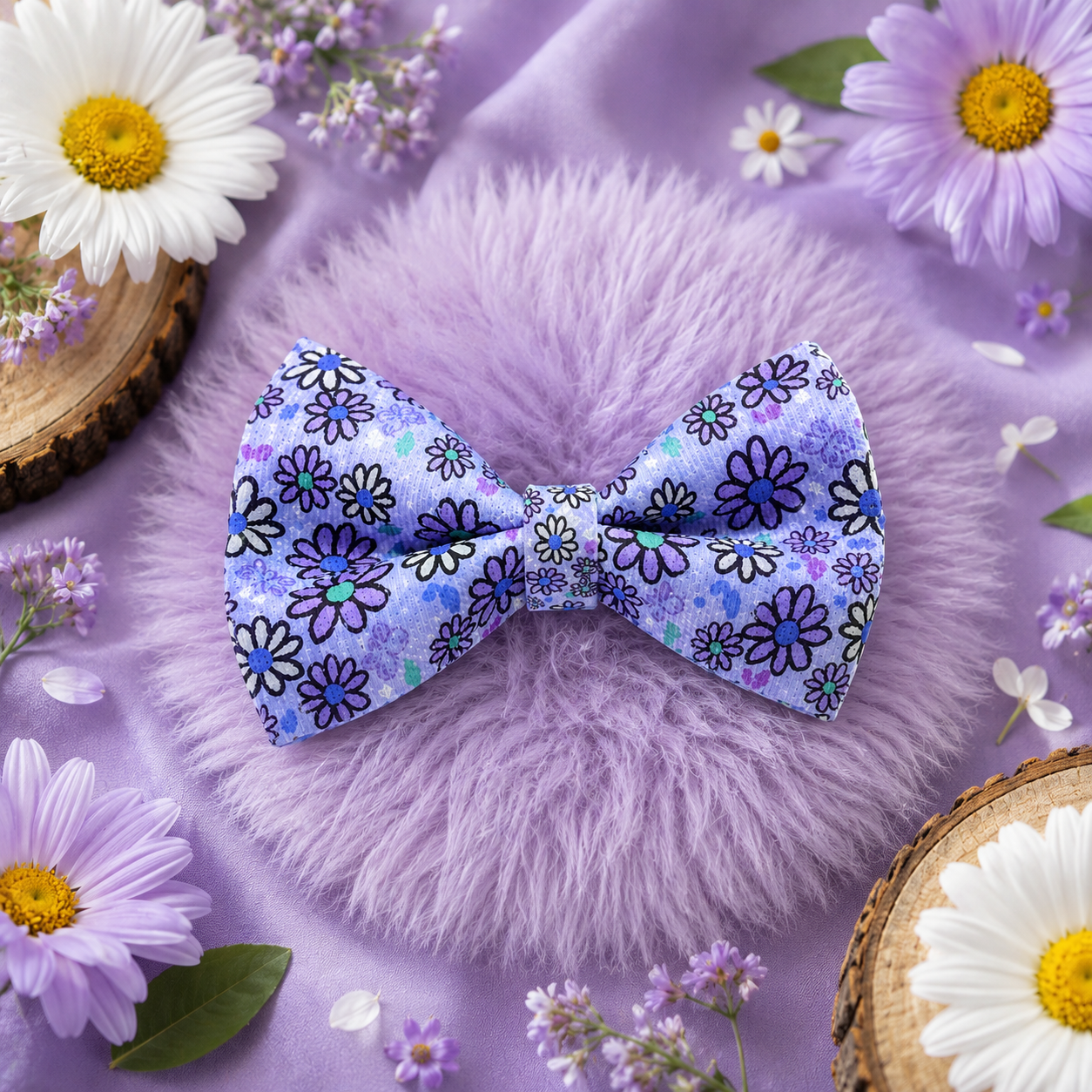 Dog Bow - Pups A Daisy Lilac