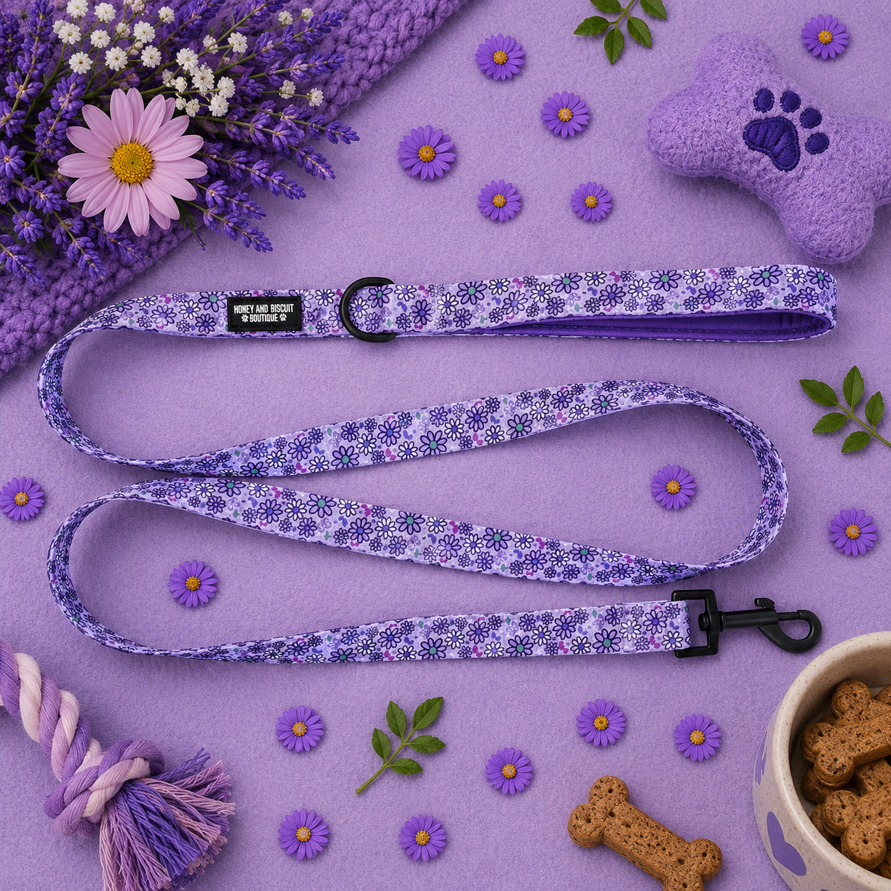 Dog Lead/Leash - Pups A Daisy Lilac