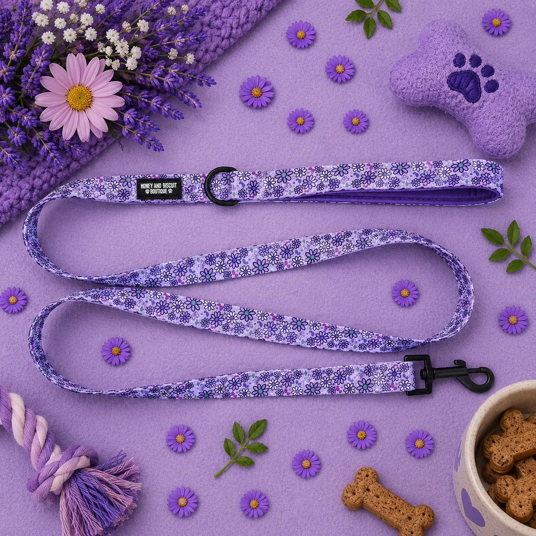 Dog Lead/Leash - Pups A Daisy Lilac