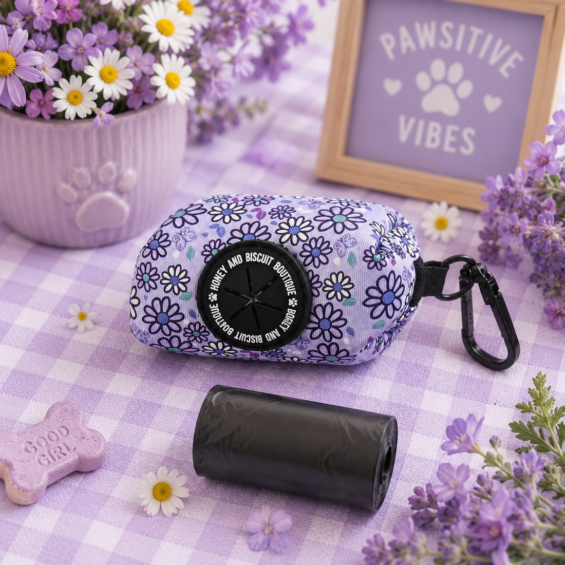 Dog Poop Bag & Holder - Pups A Daisy Lilac