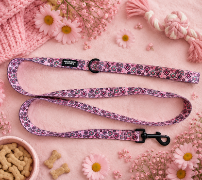 Dog Lead/Leash - Pups A Daisy Pink