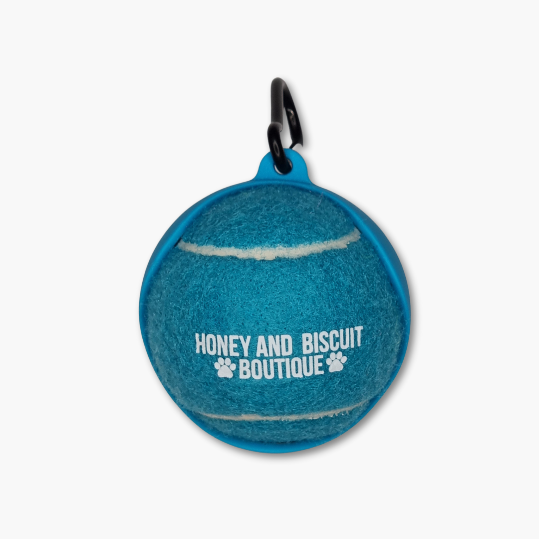Branded Dog Ball & Holder Blue