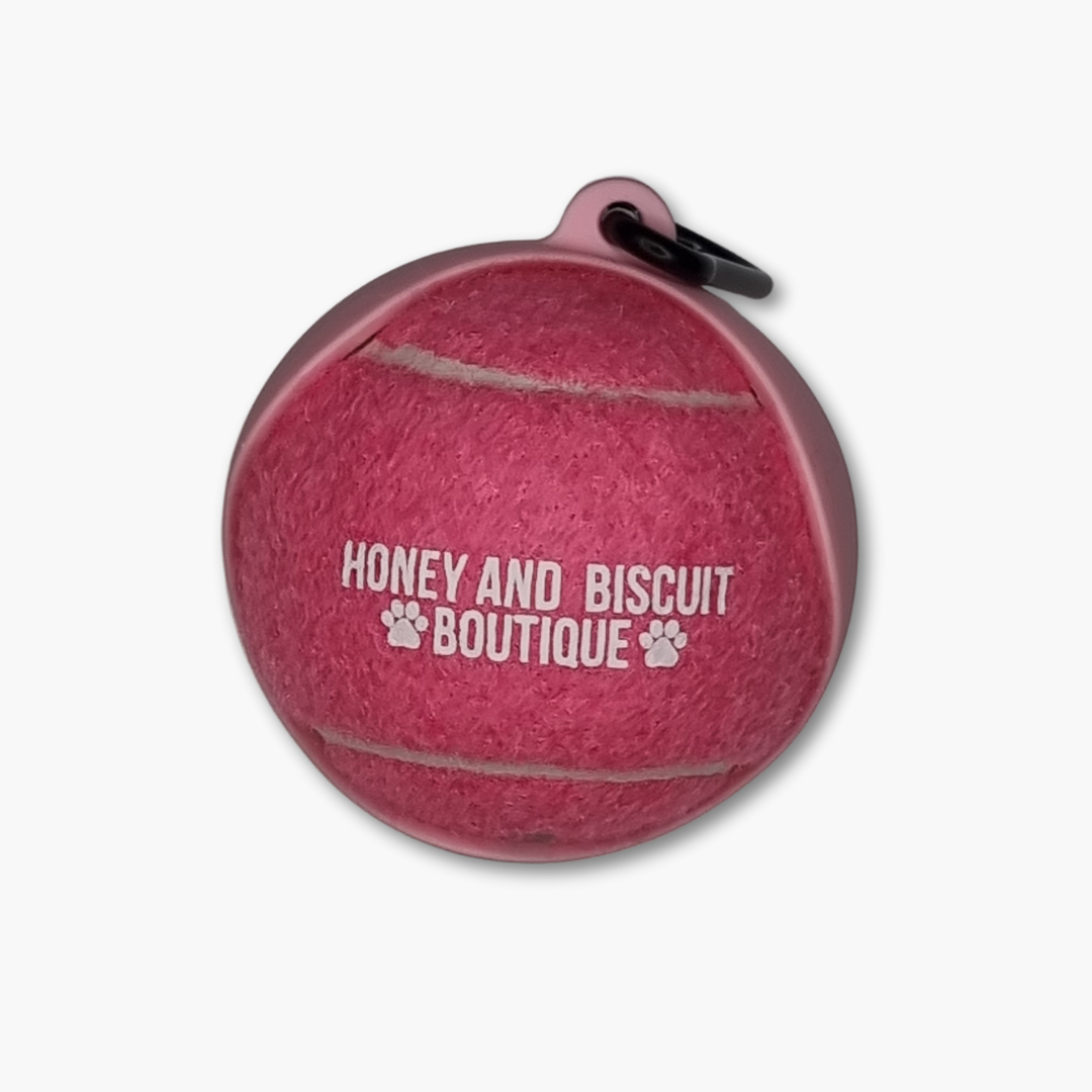 Branded Dog Ball & Holder Pink