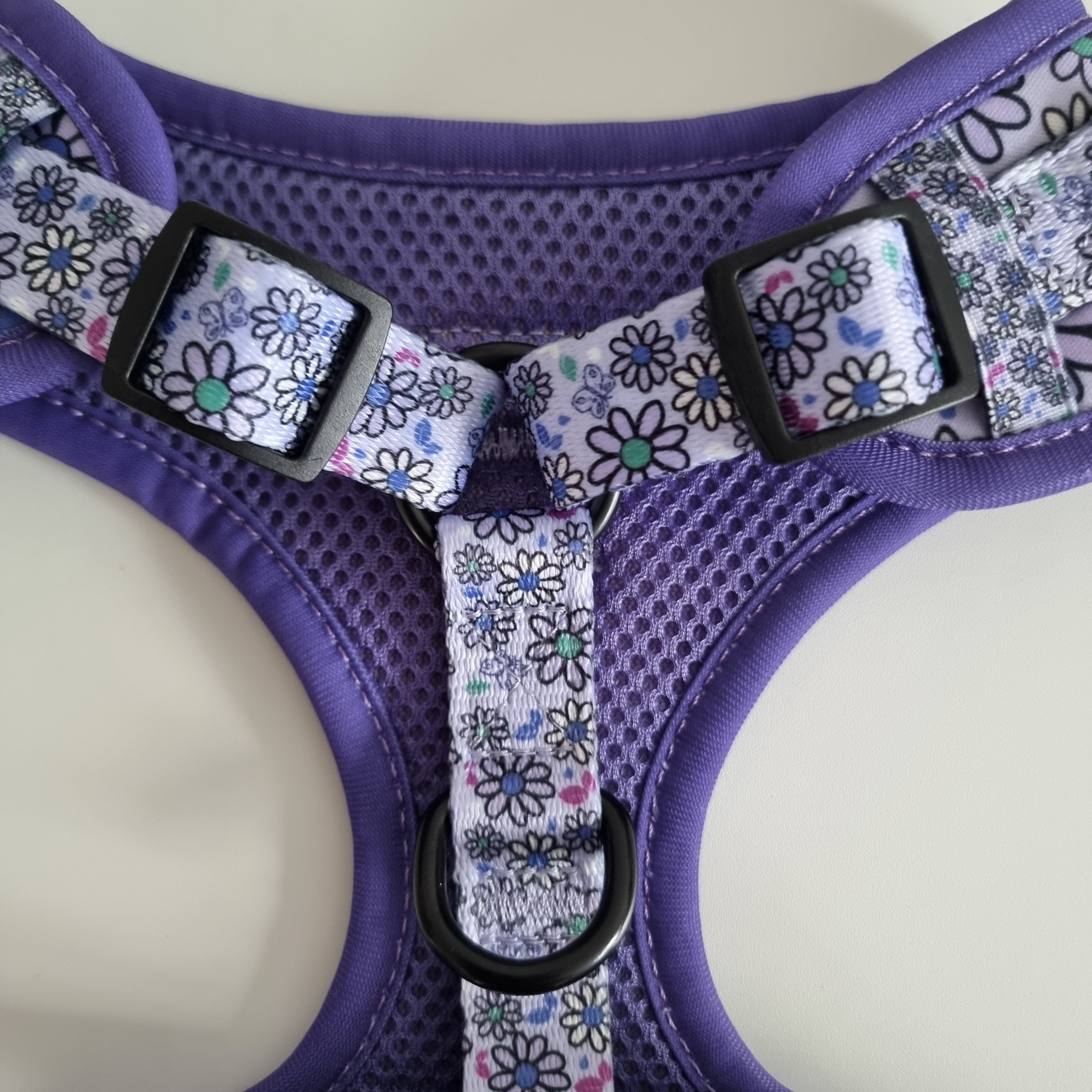 Pups A Daisy Lilac – Harness, Lead & Collar Bundle for Small Dogs (3 Piece Set)