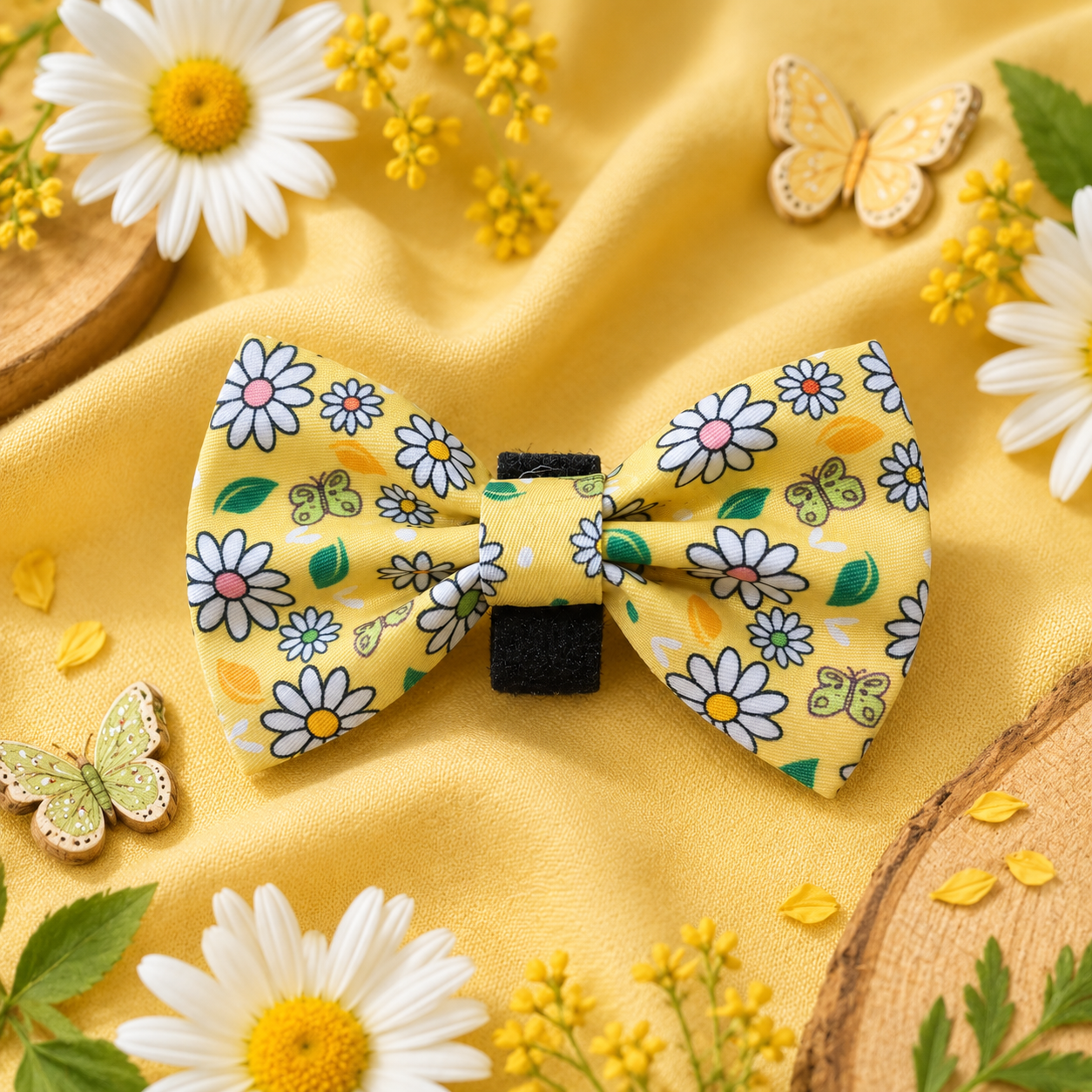 Dog Bow - Pups A Daisy Yellow