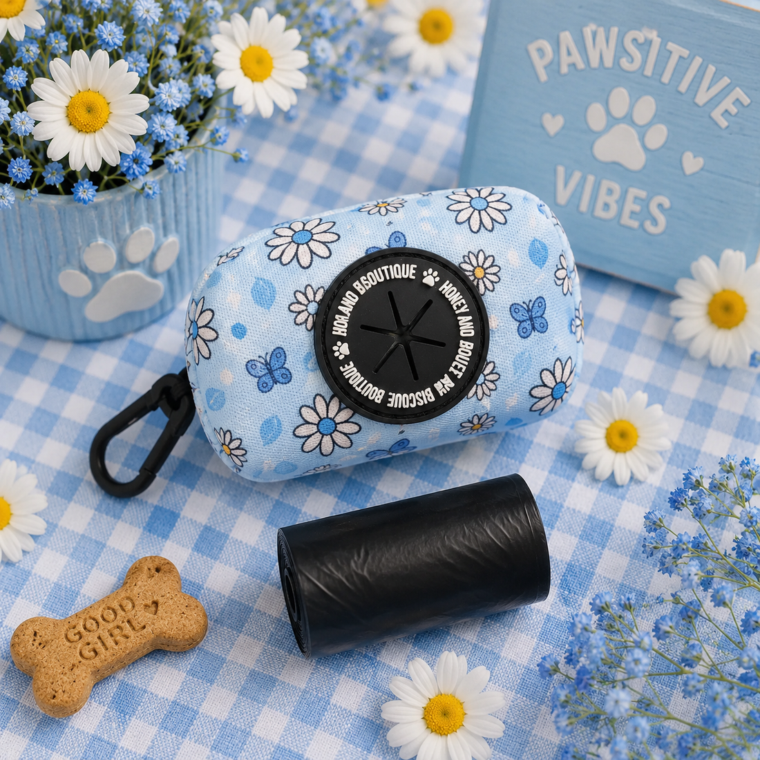 Poop Bag Holder - Pups A Daisy Blue